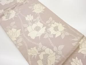 立涌に花々模様織出し名古屋帯